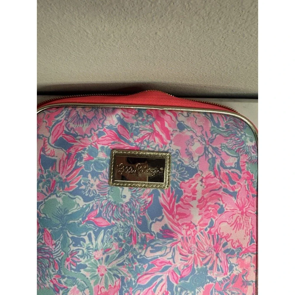 Lilly Pulitzer Pink/Blue Floral Tablet Sleeve Case Padded Zipper Closure